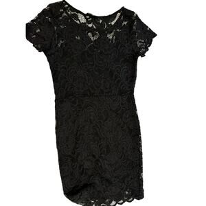 Black lace cocktail dress formal fairy Victorian Sz M whimsigoth grunge witchy